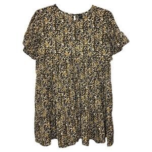 SHEIN Black and Brown Print Babydoll Dress Size Small